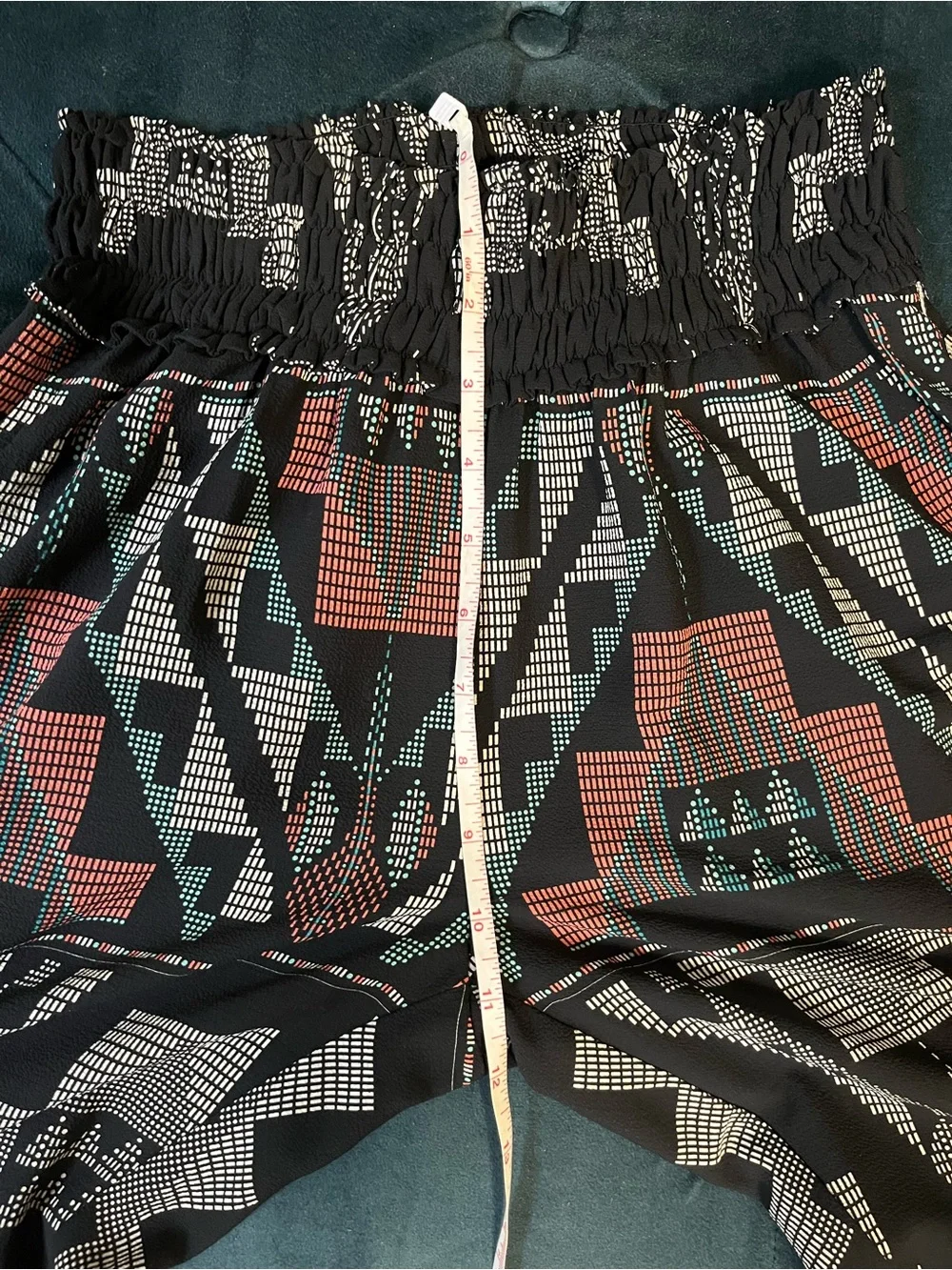 Black Aztec Print Elastic Waist Harem Pants